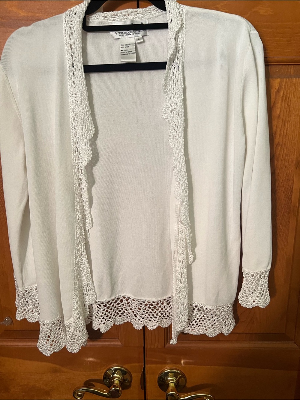 Open-Front Crochet-Trim Cardigan - White